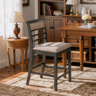 Sunvega 7-Piece Weathered Gray and Beige Transitional Counter Height Dining Set