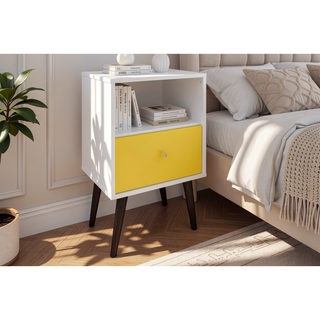 Sunvega Modern Nightstand with Drawer and Cubby for Bedroom or Living Room