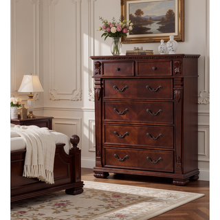 Sunvega Cherry Wood Night Stand with Two Smooth Ball Bearing Drawers