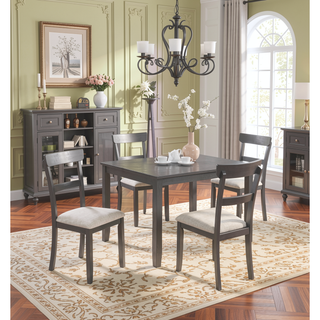 Sunvega Modern Natural Finish Wooden Top Dining Table and 4 Cushioned Chairs Set