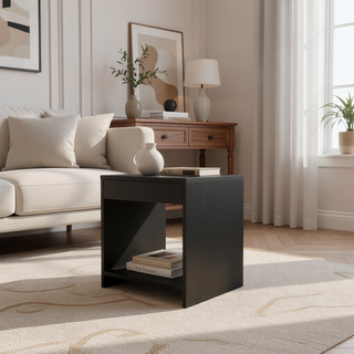 Sunvega Wenge Nightstand with Open Storage for Books and Décor