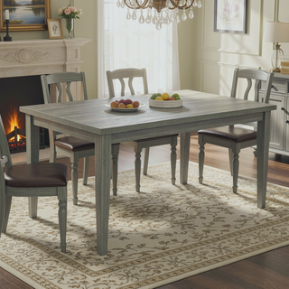 Sunvega Contemporary Gray Finish Rectangular Dining Table Seating Six