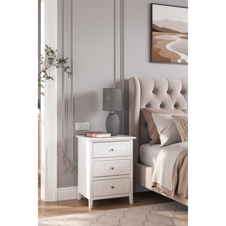 Sunvega Transitional Oak Nightstand With Three Drawers For Bedroom