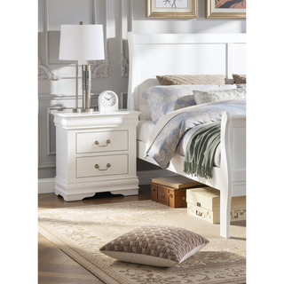 Sunvega Solid Wood Louis Philip Style Nightstand with Two Soft Close Drawers