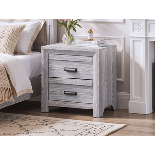 Sunvega Contemporary Nightstand End Table with Two Storage Drawers and Metal Hand Pull