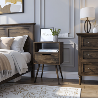 Sunvega Modern Nightstand with Spacious Drawer and Shelf for Bedroom or Living Room