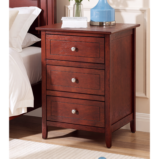 Sunvega Transitional Oak Nightstand With Three Drawers For Bedroom