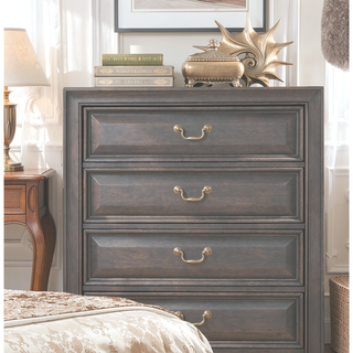 Sunvega Transitional Gray Finish Chest with English Dovetail Drawers and Cedar Lining