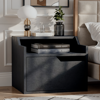 Sunvega Floating Nightstand with Spacious Drawer and Two-Tier Top for Bedroom Storage