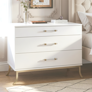 Sunvega Modern Glam Dresser with Clear Acrylic Rod Handles and Gold Accents