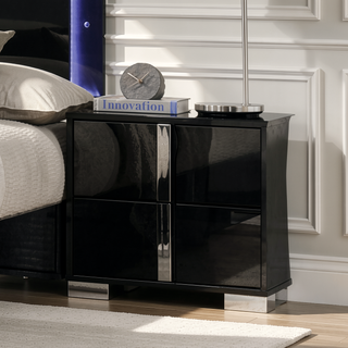 Sunvega Contemporary White Nightstand with Chrome Legs and Handles for Bedroom