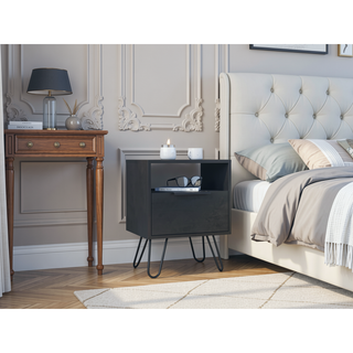 Sunvega Wengue Finish Nightstand with Single Drawer and Shelf for Storage