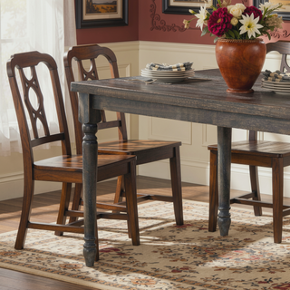Sunvega Rectangular Weathered Grey Dining Table with Turned Legs and Fixed Top