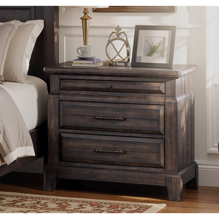 Sunvega Mahogany Finish 2 Drawer Nightstand with Pull Out Tray