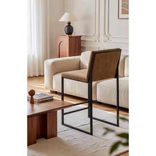 Sunvega Upholstered Linen Bar Stools Set of 2 with Metal Frame and Footrest