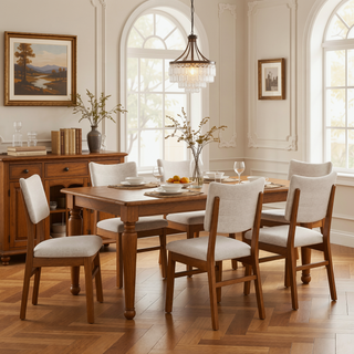 Sunvega Modern Rubberwood Dining Table with Oval Top for Kitchen and Dining Room