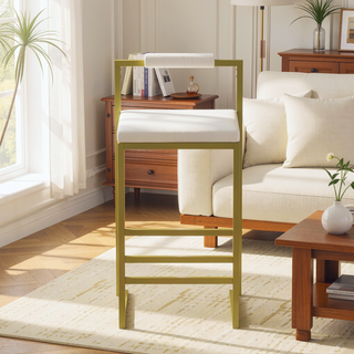 Sunvega Upholstered Velvet Bar Stools Set of 2 with Slim Metal Legs for Kitchen Counter