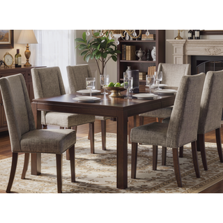Sunvega Dark Brown Finish White Oak Veneer Dining Table with Extension Leaf