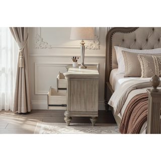 Sunvega Champagne Nightstand with Wood Construction 28 by 18 by 28 Inches