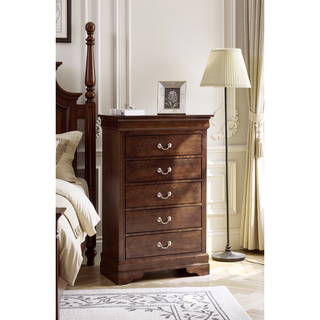 Sunvega Traditional Style Bedroom Chest with Carved Bases and Curved Mouldings