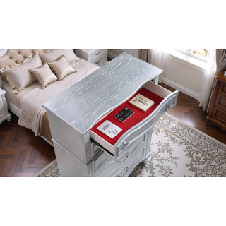 Sunvega Mystic Contemporary Style Light Gray Wood 5-Drawer Chest with Crystal Handles