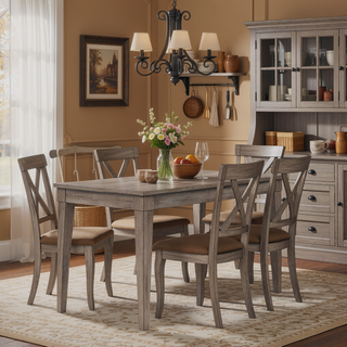 Sunvega Rustic Gray Counter Height Dining Table for Entertaining 60 Inch Long