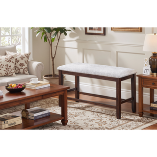 Sunvega Walnut Color Cushion Padded Seat Dining Room Bench in Contemporary Style