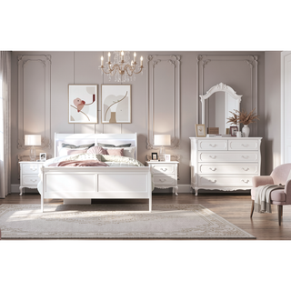 Sunvega White 2 Drawer Nightstand with Spacious Storage and LED Lighting