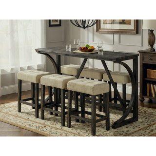 Sunvega Black Dining Table with Side Storage Shelves and Boucle Fabric Stools