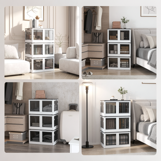 Sunvega Collapsible Storage Bins with Wheels and Lids for Effortless Stacking