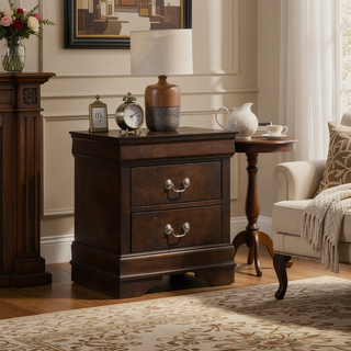 Sunvega Demetra Cappuccino 2-Drawer Nightstand with Bail Handle and Tapered Legs