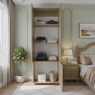 Sunvega Three-Door Freestanding Closet System with Hanging Rod and Shelves