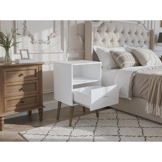 Sunvega Modern Nightstand with Drawer and Cubby for Bedroom or Living Room