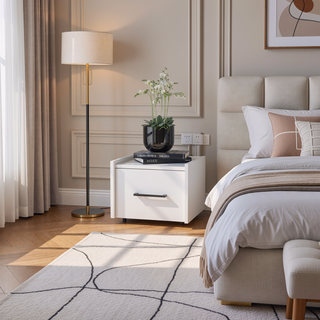 Sunvega Wall-Mounted Nightstand with Sleek Single Drawer and Spacious Top Shelf
