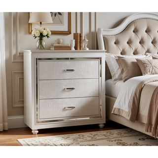 Sunvega Contemporary Silver Chest with Crocodile Texture Diamond Crust Handles