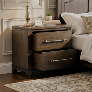 Sunvega Modern Contemporary Dark Brown Finish Nightstand with 2 Dovetail Drawers
