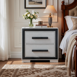 Sunvega Sleek Silver Finish Nightstand With Integrated Speaker and Cooler