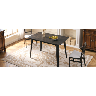 Sunvega Mid-Century Modern Dining Table with Durable Rubberwood Frame and Faux Wood Top