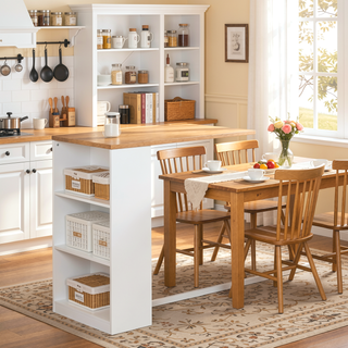 Sunvega Modern Bar Table with 3 Storage Shelves and Anti-Toppling Device for Kitchen