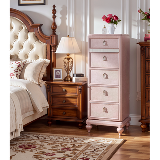 Sunvega Contemporary Rose Gold Swivel Chest Mirror with Felt Lined Top Drawer