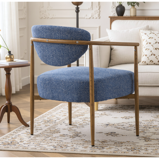 Sunvega Beige PU Leather Soft and Comfortable Chair with Metal Frame for Living Room