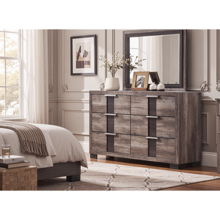 Sunvega Black and White Finish Nightstand with Two Drawers and Metal Knobs