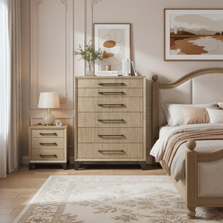 Sunvega Caramel and Cocoa 6-Drawer Chest with Metal Glides for Bedroom Storage