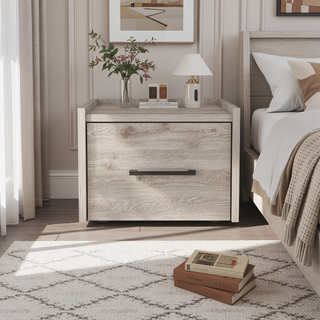Sunvega Wall-Mounted Nightstand with Single Drawer for Bedroom or Living Room
