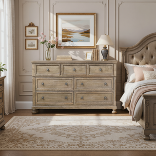 Sunvega Antique Brown Finish Nightstand with Hidden Drawer and Bun Feet