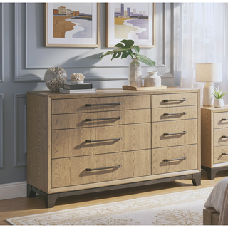 Sunvega Caramel and Cocoa 8-Drawer Dresser with Black Feet and Metal Pulls