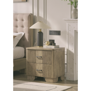 Sunvega Antique Oak Nightstand with Side Metal Glide and Felt Lined Drawers