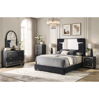 Sunvega Modern Luxury Nightstand with Sleek Metal Handles and Two Storage Drawers