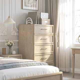 Sunvega Light Brown Finish Contemporary Style 2-Drawer Bedside Table with Ball Bearing Glides