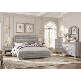 Sunvega Natural Finish Full Bed with Headboard Footboard and Rails